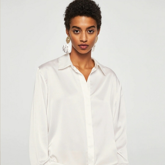 Mango Tops - Mango Satin Finish Flowy Shirt
